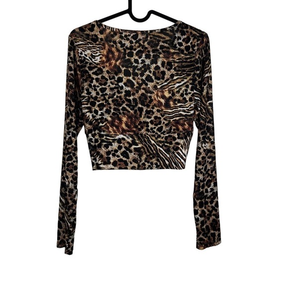 NWT Superdown Revolve Kendra Crop Top Animal Print Small Y2K Mob Wife Western - Picture 3 of 6
